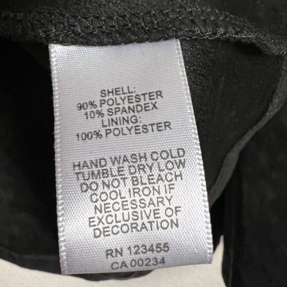 Design Lab Lord & Taylor Black Long Bell Sleeve Faux Suede Keyhole Top Size S - Picture 9 of 9